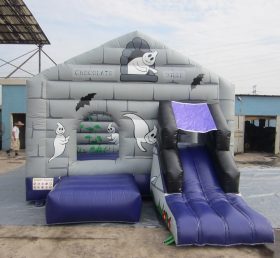 T2-635 Halloween Inflatable Bouncers House With Slide For Kids