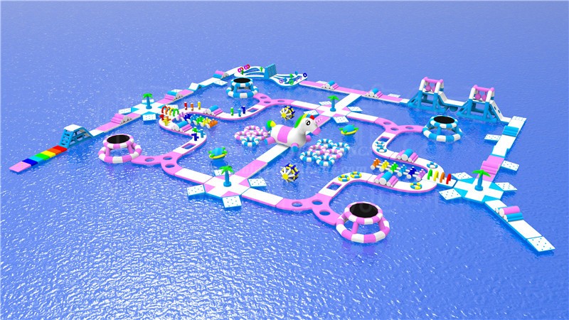 S158 Unicorn Inflatable Water Park Aqua Park Water Island