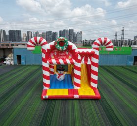T2-4335B Christmas Candy Cane Bounce House & Slide Combo