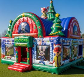 T2-8655 Zootopia Christmas Theme Inflatable Bouncer