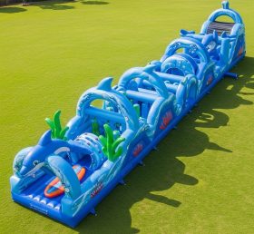 T7-3773 Dolphin Theme Inflatable Obstacle Course