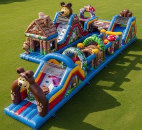 T7-4233 Masha and the Bear Theme Inflatable Obstacle Course