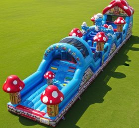 T7-4419 The Smurfs Theme Inflatable Obstacle Course
