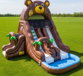T8-5453 Bear Theme Inflatable Water Slide