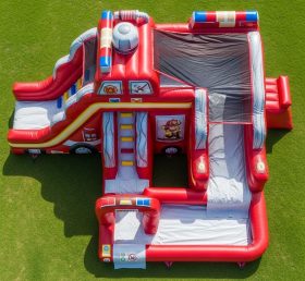 T8-5588 Firetruck Theme Inflatable Water Slide