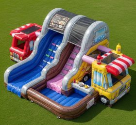 T8-5598 Food Trucks Theme Inflatable Water Slide