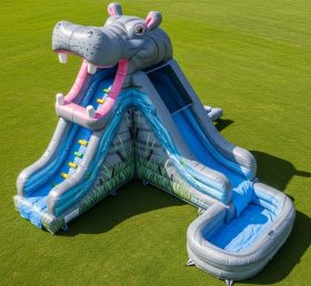 T8-5622 Hippo Theme Inflatable Water Slide
