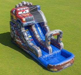 T8-5702 Monster Trucks Theme Inflatable Water Slide