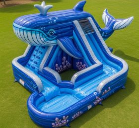 T8-5870 Whale Theme Inflatable Water Slide