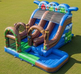 T8-7109 Angry Birds Theme Inflatable Water Slide