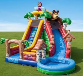 T8-7307 Masha and the Bear Theme Inflatable Water Slide