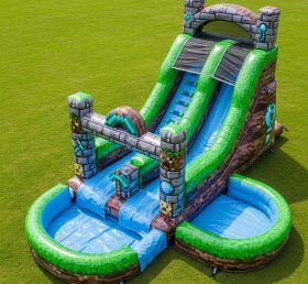 T8-7327 Minecraft Theme Inflatable Water Slide