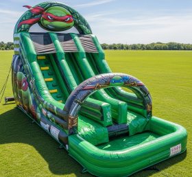 T8-7368 Ninja Turtles Theme Inflatable Water Slide