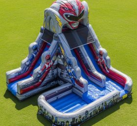 T8-7418 Power Rangers Theme Inflatable Water Slide