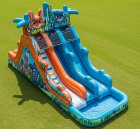 T8-7618 Zootopia Theme Inflatable Water Slide
