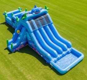 T8-9207 Baby Shark Inflatable Water Slide