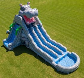 T8-9214 Hippo Theme Inflatable Water Slide