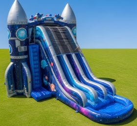 T8-9254 Space Rocket Inflatable Water Slide