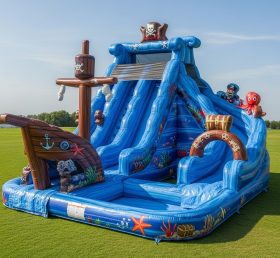 T8-9333 Pirates Theme Inflatable Water Slide