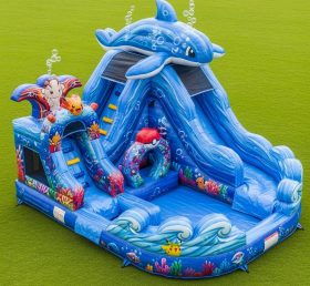 T8-9336 Pokemon Theme Inflatable Water Slide