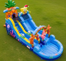 T8-9353 Spongebob Theme Inflatable Water Slide